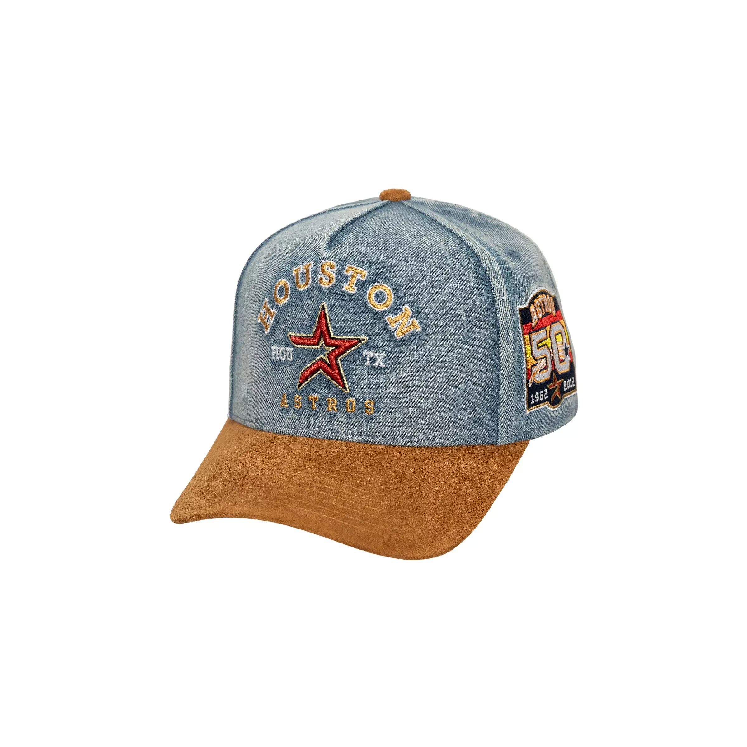 Mitchell & Ness Houston Astros Wood Work Snapback Hat - Light Blue
